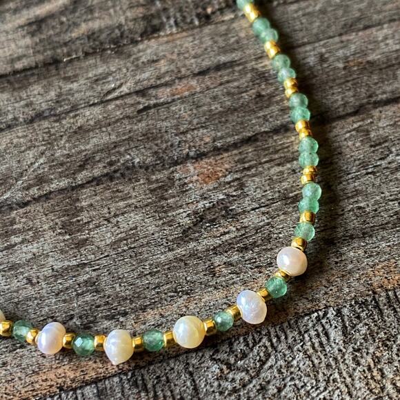 NEW Green Aventurine & Pearl Bracelet - Picture 4 of 15